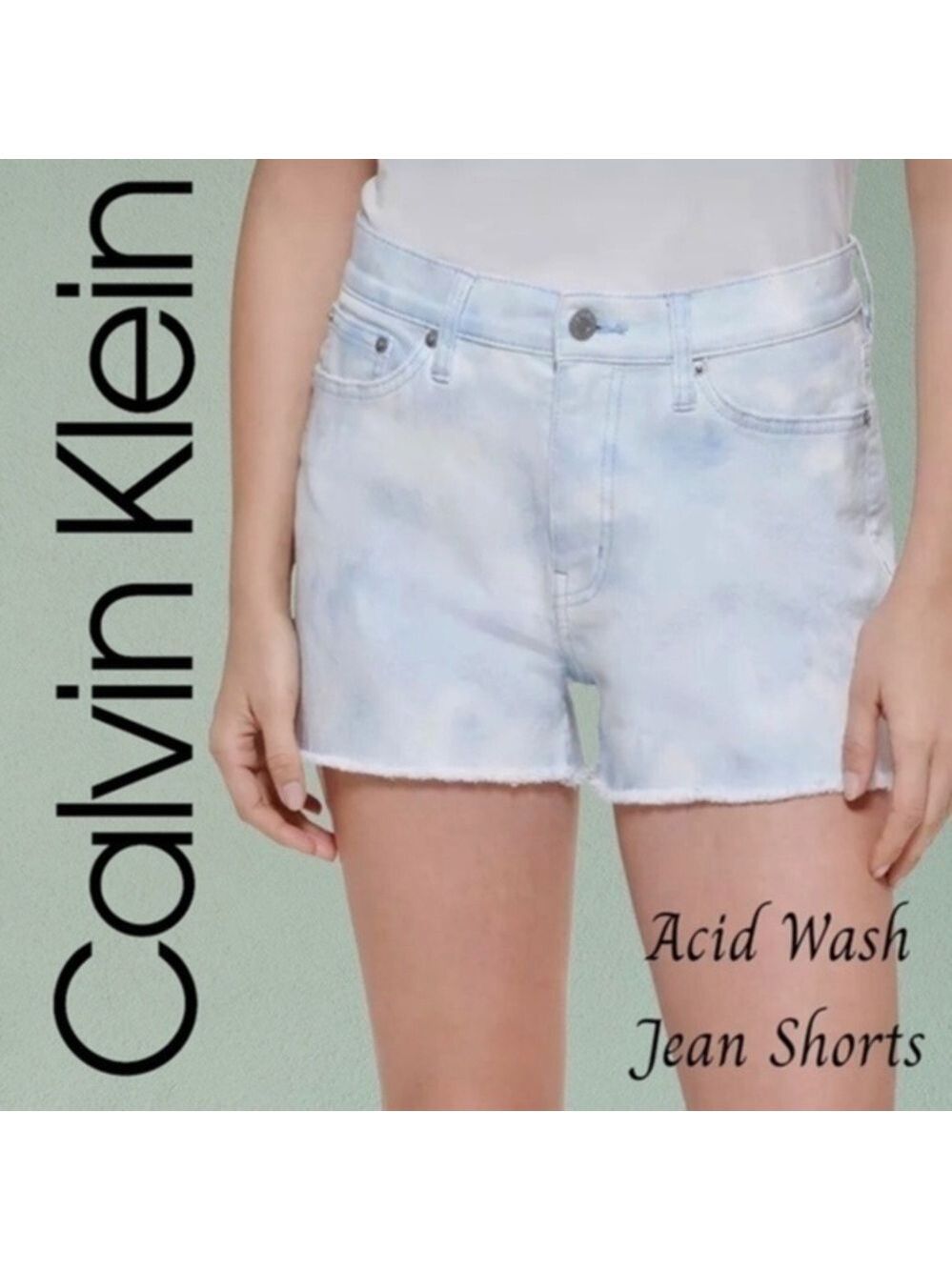 CALVIN KLEIN Acid-Wash Cutoff Raw Hem Denim Shorts NWT/Sz. 32